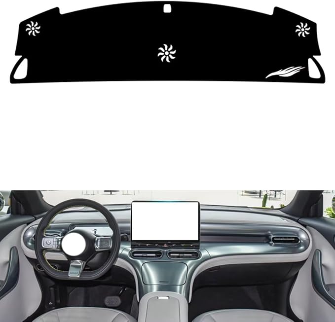 leather dashboard cover Compatible with Smart #1/#3（NO HUD,Full coverage），dash cover（black）