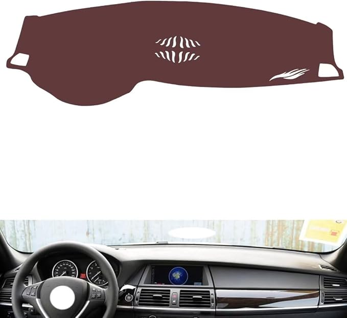 Leather Dashboard Cover Compatible with BMW X5（NO HUD） 2008-2013,Dash Board Cover mat Anti-Slip Sun-Proof and dust-Proof(Brown)