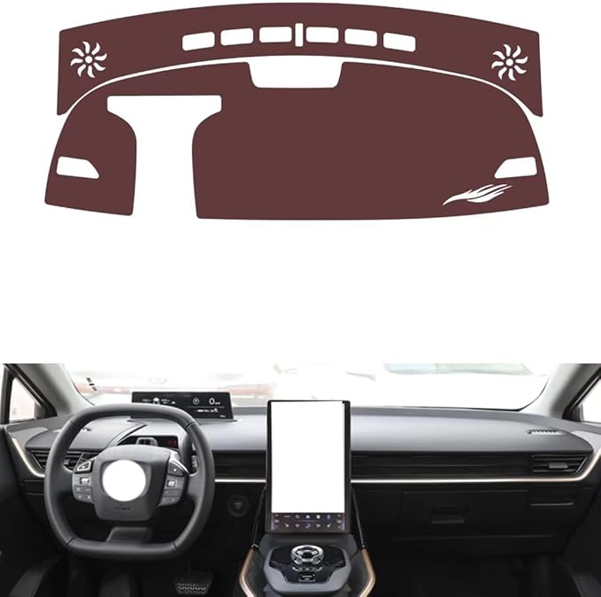 Leather Dashboard Cover Compatible with Toyota BZ3,Dash Board Cover mat Anti-Slip Sun-Proof and dust-Proof(Brown)
