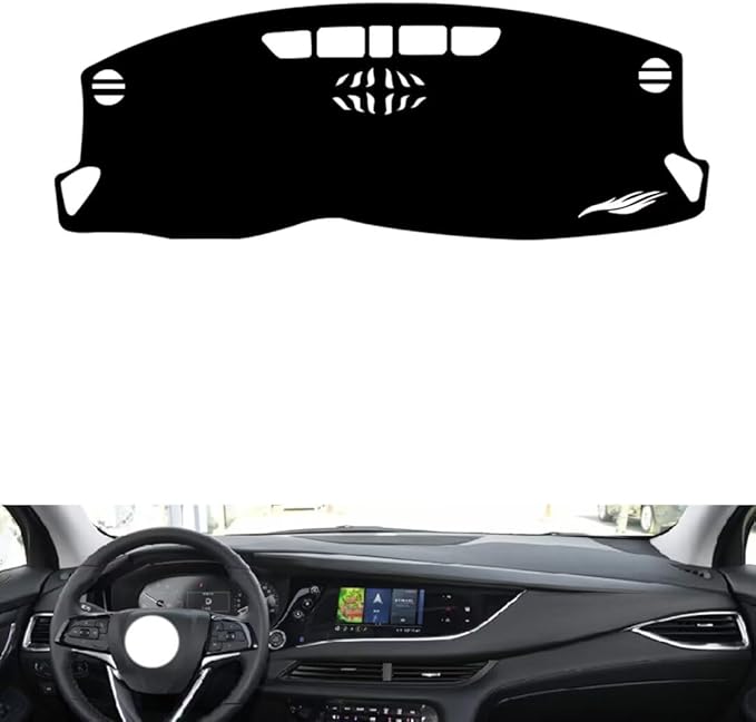 leather dashboard cover Compatible with Buick Enclave (No warning light)，dash cover（black）