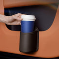 Leather Car Cup Holder, Hanging Automotive Back Seat Bottle Holders, Scratch-Resistant Vehicle Door Drink Holder, Clip-On Auto Organizer Accessories for Soda Cans, Coffee (Brown)