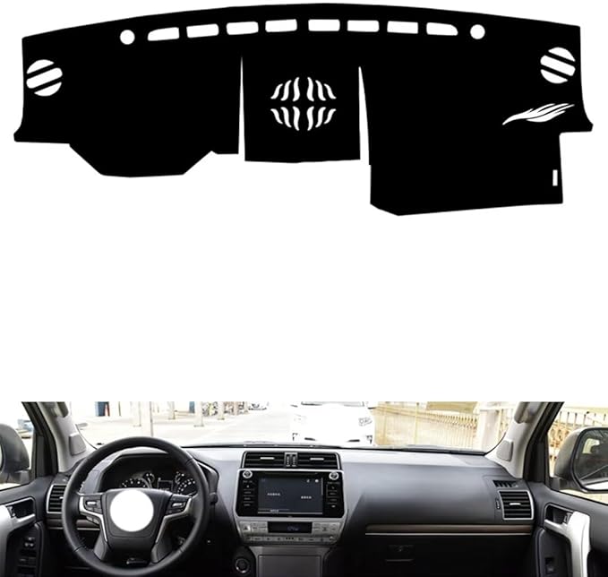 leather dashboard cover Compatible with Toyota Prado（speakers） 2018-2019，dash cover（black）