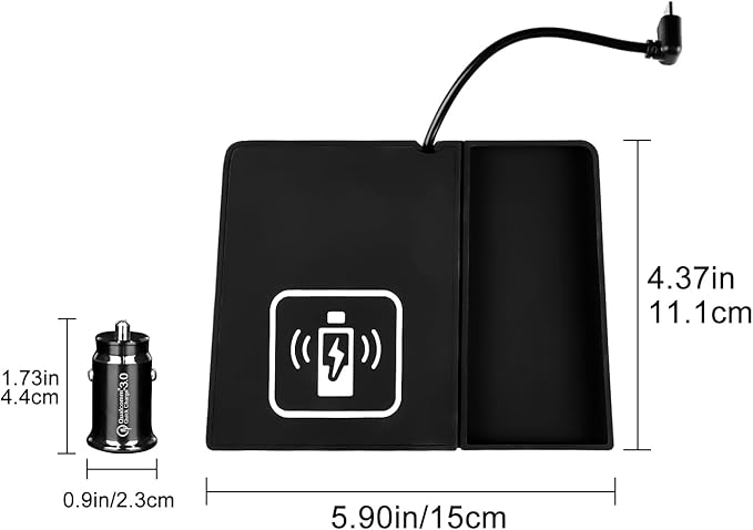 KUNGKIC for Subaru Impreza XV Crosstrek GK GT 2016 2017 2018 2019 2020 2021 2022 Car Wireless Charging Pad Dual Charging Car Phone Charger USB 3.0 Type C Silicone Material Interior Accessories Black