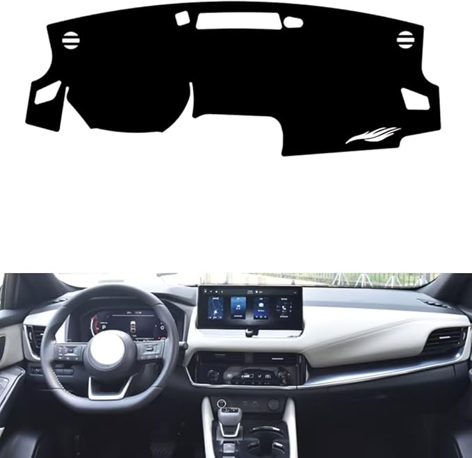 leather dashboard cover Compatible with Nissan NEW Qashqai (NO HUD 2023，dash cover（black）