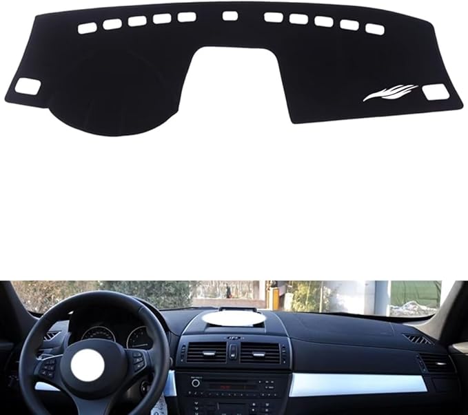 leather dashboard cover Compatible with BMW X3 2006-2010，dash cover（black）