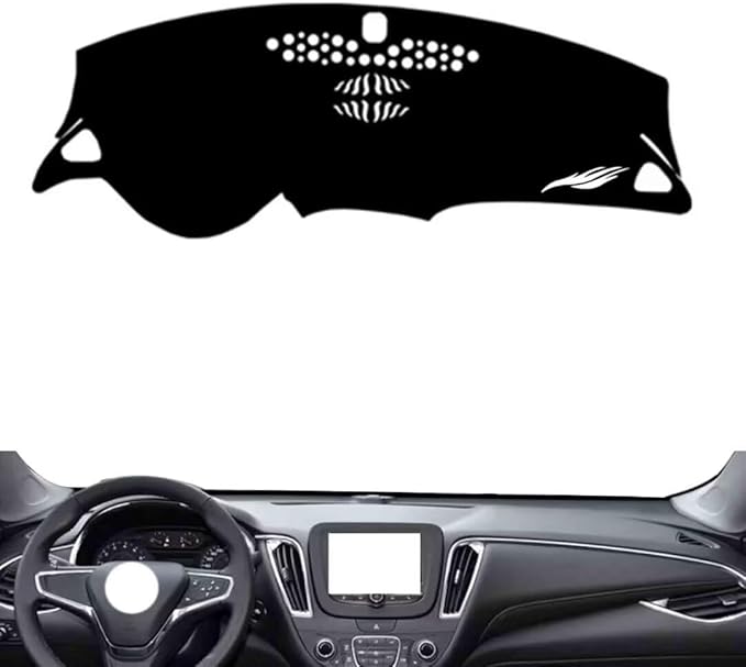 leather dashboard cover Compatible with Chevy Malibu XL (speaker) 2016-2023，dash cover（black）