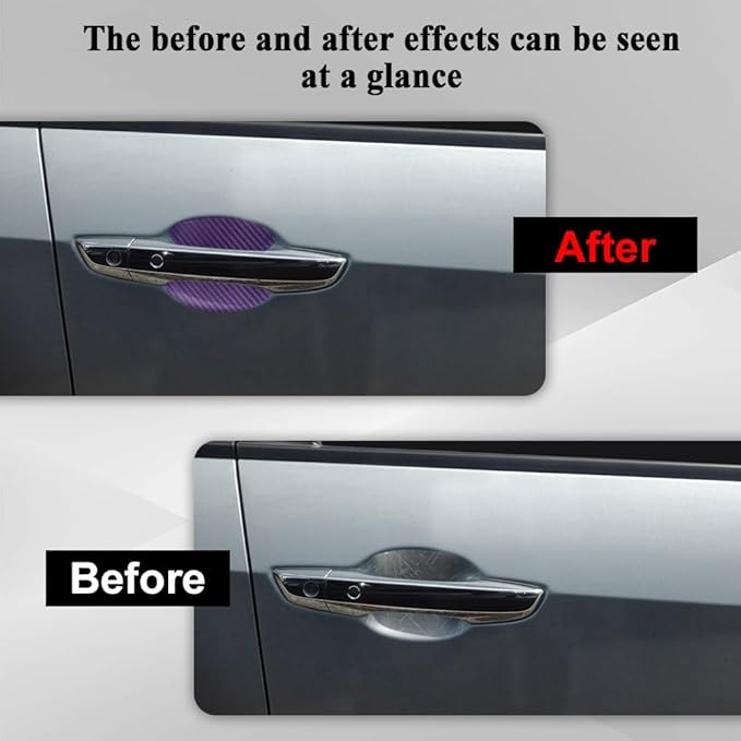8PCS Car Door Handle Cup Scratch Protector, Car Door Handle Sticker, Scratch Auto Door Protective Film, Car Accessories Car Door Handle Protective Films Universal for Cars (Purple, 8PCS)