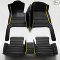 KaiLaiCarCustom Automotive Car Floor Mats for 99.99% Sedan SUV Sports Car Men Women Protection Full Coverage Pads Anti-Slip Leather Floor Lining… (Black+Yellow Bars)