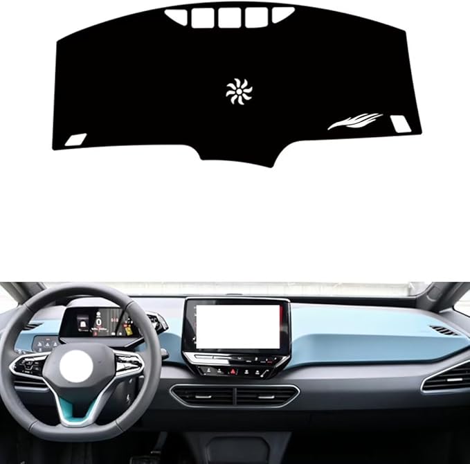 leather dashboard cover Compatible with VW ID.3 (NO HUD，dash cover（black）