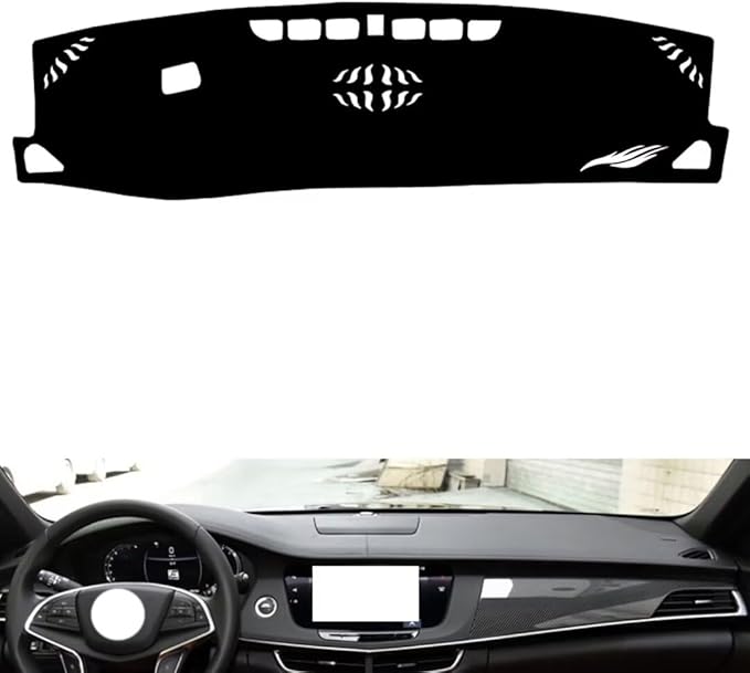 leather dashboard cover Compatible with Cadillac CT6（warning light） 2016-2022，dash cover（black）