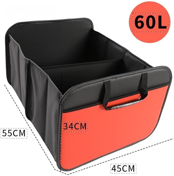 Zenithide Car Trunk Organizer with, Collapsible Car Trunk Storage Organizer, Car Organizer and Storage for SUV, Truck, Sedan 21.7x17.7x13.4 Inches (Orange)
