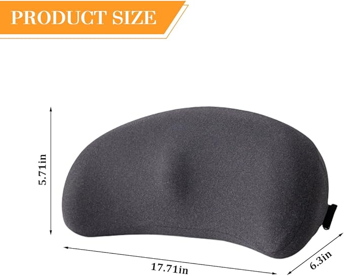 Car Lumbar Support Pillow, Memory Foam Comfortable Vehicle Seat Cushion for Driving, Sciatica Tailbone Pain Relief Driver Seat Pad, Universal Automotive Accessories (Dark Grey)