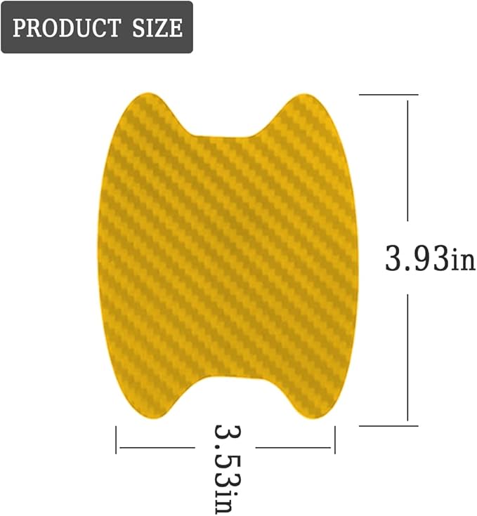 Blilo 8PCS Car Door Handle Sticker, Carbon Fiber, Gold/8PCS, Universal Fit, Door, Metal Finish