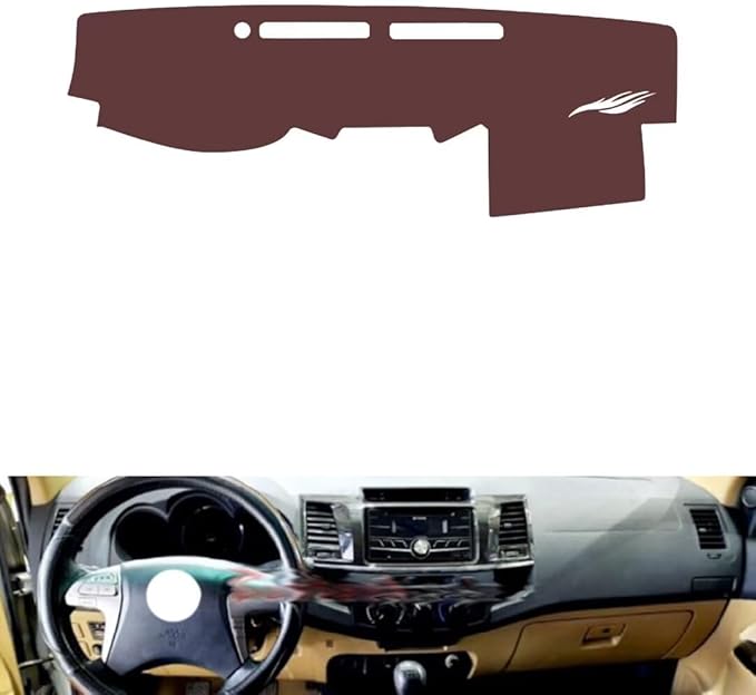 generic leather dashboard cover Compatible with Toyota Fortuner Fortuner 2009-2015，dash cover, Non-Slip Dash Cover, Dash mat Dashboard Cover, Interior Dash Covers, brown