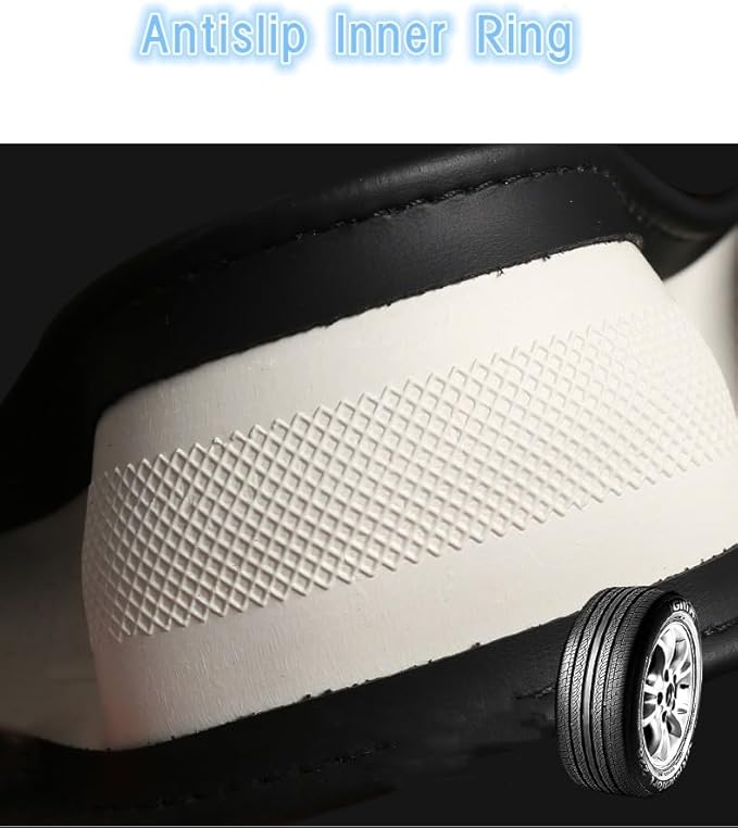 Wood Car Steering Wheel Cover Rubber Inner Ring All Car Universal Four Seasons Universal Thin Fiber Leather Anti-Slip 16 17 18 19inch for Truck (18inch, Black)