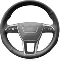 MEWANT Custom DIY Black Smooth Artificial Leather Steering Wheel Cover for Audi A6 Allroad A7 RS 6 Avant RS 7 S6 A7