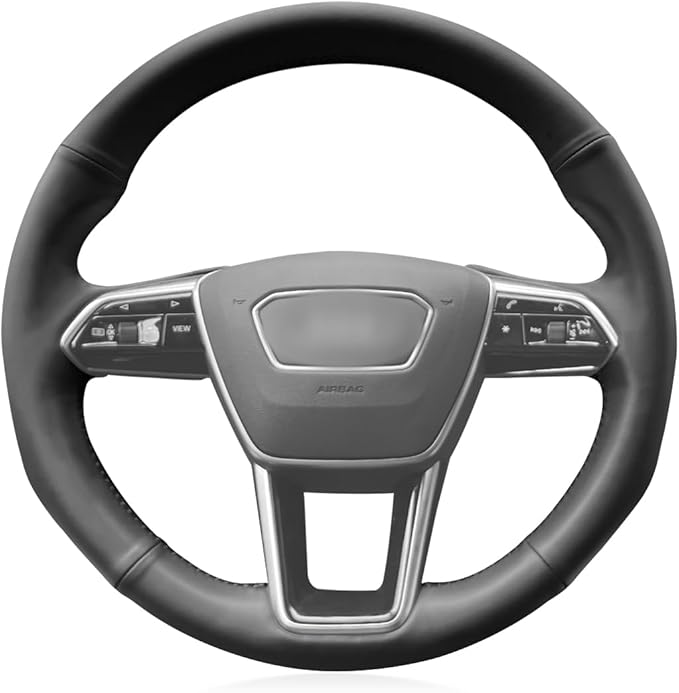 MEWANT Custom DIY Black Smooth Artificial Leather Steering Wheel Cover for Audi A6 Allroad A7 RS 6 Avant RS 7 S6 A7