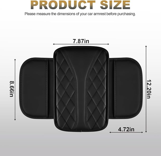 YORKNEIC Center Console Cover Fit for Ford Fusion,Upgraded Faux Leather Car Arm Rest Cover Pad with 2 Storage Bags,Anti-Scratch/Wear-Resistant/Waterproof Car Armrest Cover Protection(Black)