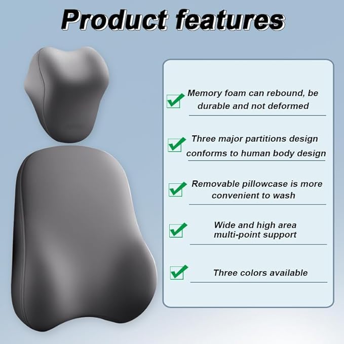 2 PCS Truck Headrest & Lumbar Support Cushion for Mack Granite 2001–2025, Ergonomic Memory Foam Cushion for Back and Neck for Neck Back Pain Relief, Adjustable Straps,C Beige