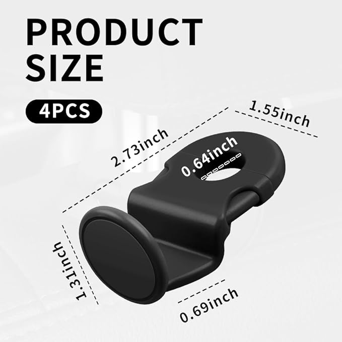 4PCS Upgraded Headrest Hooks for Car with Round Lock Design,Concealed Car Seat Hooks for Storing Umbrellas/Handbags,Universal Cars Purse Hook as Back Seat Organizer