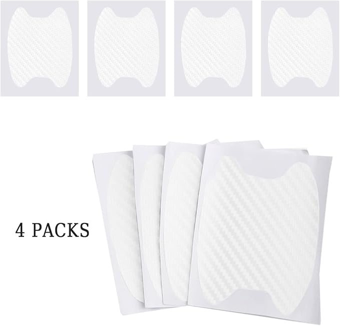 4PCS car door Handle Protector Sticker, Universal Carbon Fiber Anti-Scratches Auto door handle Protective Film, Side Paint Cover Guard Stickers Fit for Most Car Handles （White）