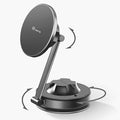 TPARTS Vacuum Suction Magnetic Phone Holder for Tesla Model Y/3/X/S, Upgraded Suction Cup Car Mount with 360°Rotation and Retractable Phone Holder