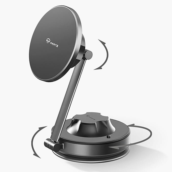 TPARTS Vacuum Suction Magnetic Phone Holder for Tesla Model Y/3/X/S, Upgraded Suction Cup Car Mount with 360°Rotation and Retractable Phone Holder