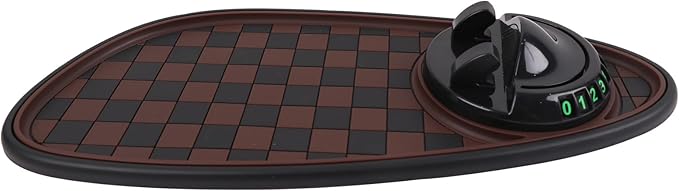 Multifunction Car Anti-Slip Mat Exclusive Phone Holder, Rotatable Car Phone Holder Dashboard Pad with Temporary Parking Number, Huge Capacity for Phones, Keys and Sunglasses (Black+Brown)