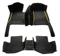 Custom Leather Car Mats, Vehicle-Specific Fit All-Weather Floor Mats, 100% Waterproof Anti-Slip Durable Protection for SUV Truck Sedan, Precision Tailored Protection (Black and Yellow 2 car mat)