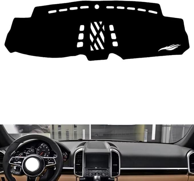 leather dashboard cover Compatible with Porsche Caynne (NO compass) 2010-2016，dash cover（black）
