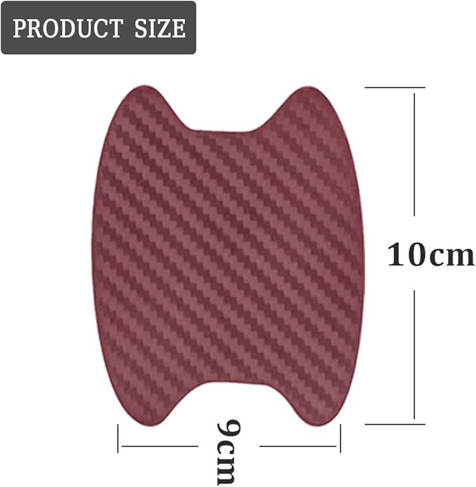 4PCS Car Handle Cup Stickers, Carbon Fiber Scratch Auto Door Protective Film, Non-Marking Bowl Protector, Universal Paint Cover Guard for Most Cars, SUV (Wine Red/4PCS)