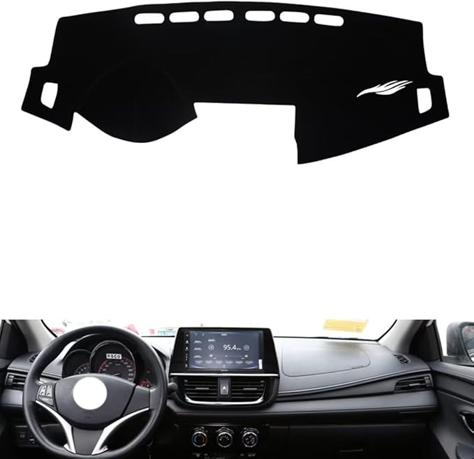 leather dashboard cover Compatible with Toyota Vios 2021-2022，dash cover（black）