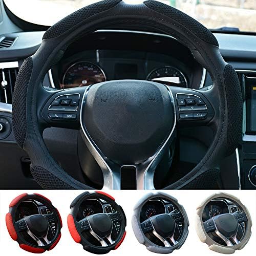 Auto Steering Wheel Cover Hand Pad Cushion Slip-on Universal Fit 15'' / 38 cm (Black)