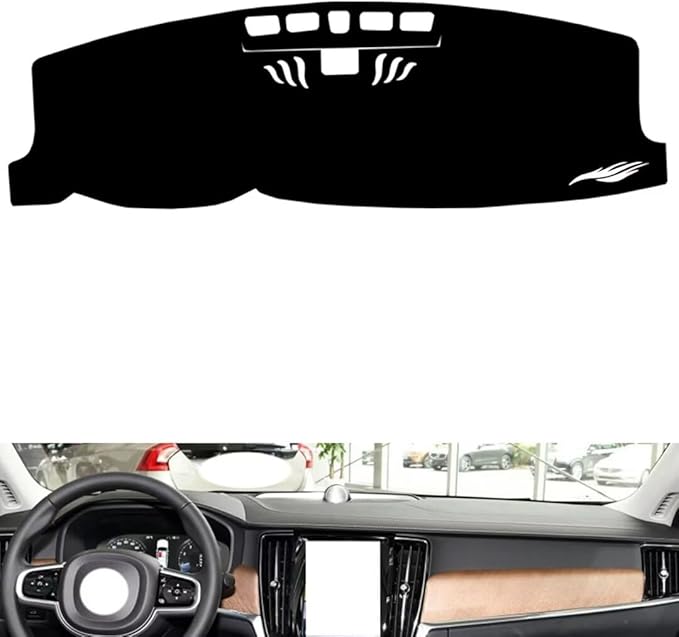 Leather Dashboard Cover Compatible with Volvo S90 (Gyroscope) 2017-2025，Dash Cover（Black）