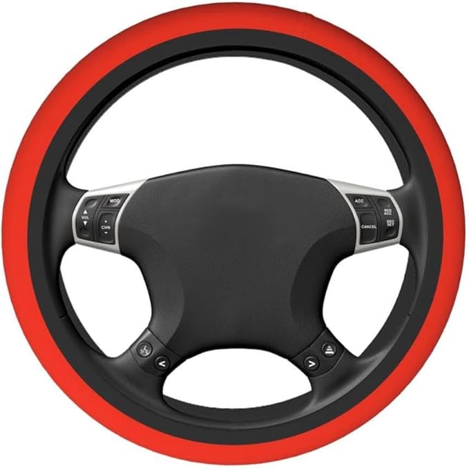 Elastic Stretch Steering Wheel Cover,Warm in Winter and Cool in Summer, Car Universal 15 inch, Microfiber Breathable Ice Silk, Anti-Slip, Odorless, Easy Carry,Red
