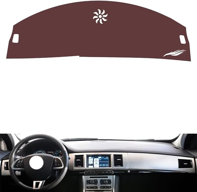 Leather Dashboard Cover Compatible with Jaguar XF 2008-2015,Dash Board Cover mat Anti-Slip Sun-Proof and dust-Proof(Brown)