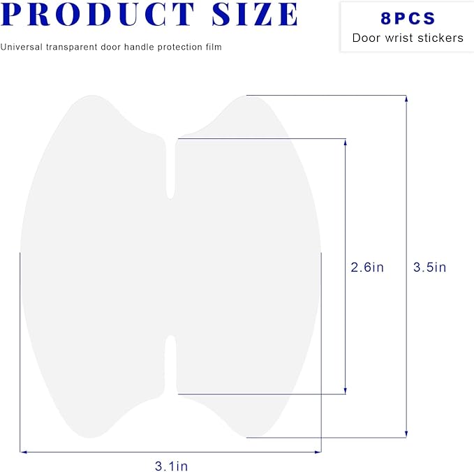 8PCS Car Door Handle Protector, Waterproof Anti-Scratch Film Clear Invisible Auto Door Bowl Sticker, Non-Marking Self Adhesive Handle Cup Scratch Guard for Most Vehicles (8 PCS)