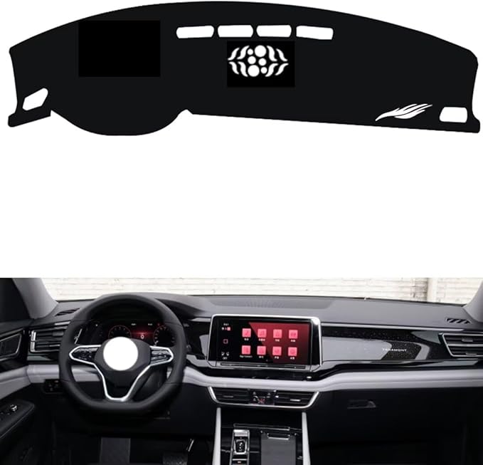 leather dashboard cover Compatible with VW Teramont/X (NO HUD 2021-2024，dash cover（black）
