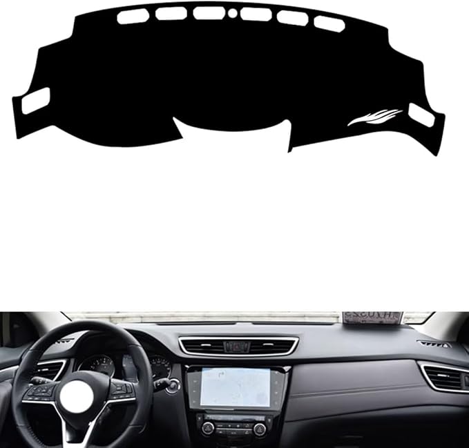 leather dashboard cover Compatible with Nissan Classic Qashqai 2023，dash cover（black）