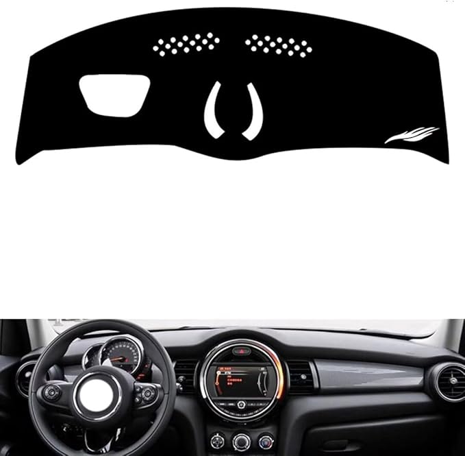 leather dashboard cover Compatible with BMW MINI (HUD) 2014-2022，dash cover（black）