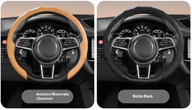 Universal Steering Wheel Cover, D-Type O-Type Design, All Season Car Accessory (Brown)