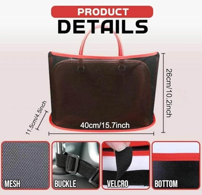 acdiac Universal Car Mesh Storage Bag,Auto Seat Back Mesh Organizer High Elastic Pet Isolation Net,Car Mesh Partition (Red)