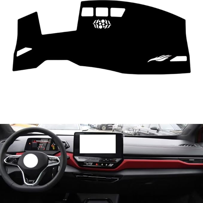 leather dashboard cover Compatible with VW ID.4 X（HUD），dash cover（black）