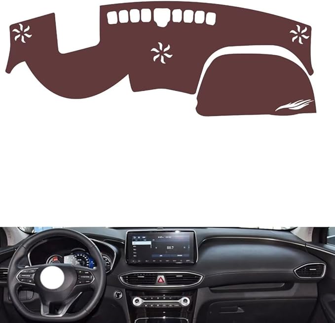 Leather Dashboard Cover Compatible with HyundaiHyundai New Santafe（HUD） 2019-2023，Dash Cover, Non-Slip Dash Cover, Dash mat Dashboard Cover, Interior Dash Covers
