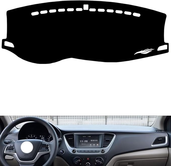 leather dashboard cover Compatible with HyundaiHyundai Verna 2020，dash cover（black）