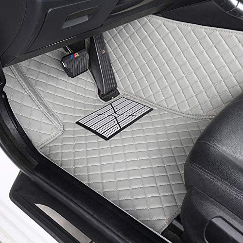Custom Floor Mats for Cars fit 95% Sedan SUV Sports Car Full Coverage All Weather Men Women Pads Protection Non-Slip Leather Floor Liners (Black Wine red Stitching)
