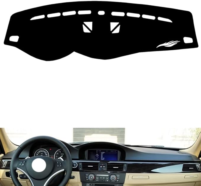 leather dashboard cover Compatible with BMW M3 (navigation) 2005-2013，dash cover（black）