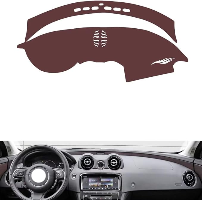 Leather Dashboard Cover Compatible with Jaguar XJ 2010-2019,Dash Board Cover mat Anti-Slip Sun-Proof and dust-Proof(Brown)