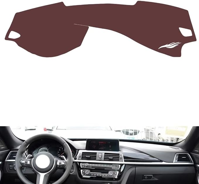 Leather Dashboard Cover Compatible with BMW M3（No Speaker） 2014-2018,Dash Board Cover mat Anti-Slip Sun-Proof and dust-Proof(Brown)