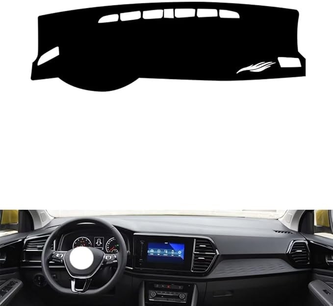 Leather Dashboard Cover Compatible with VW Compatible with Jetta VS7 2020-2025，Dash Cover（Black）